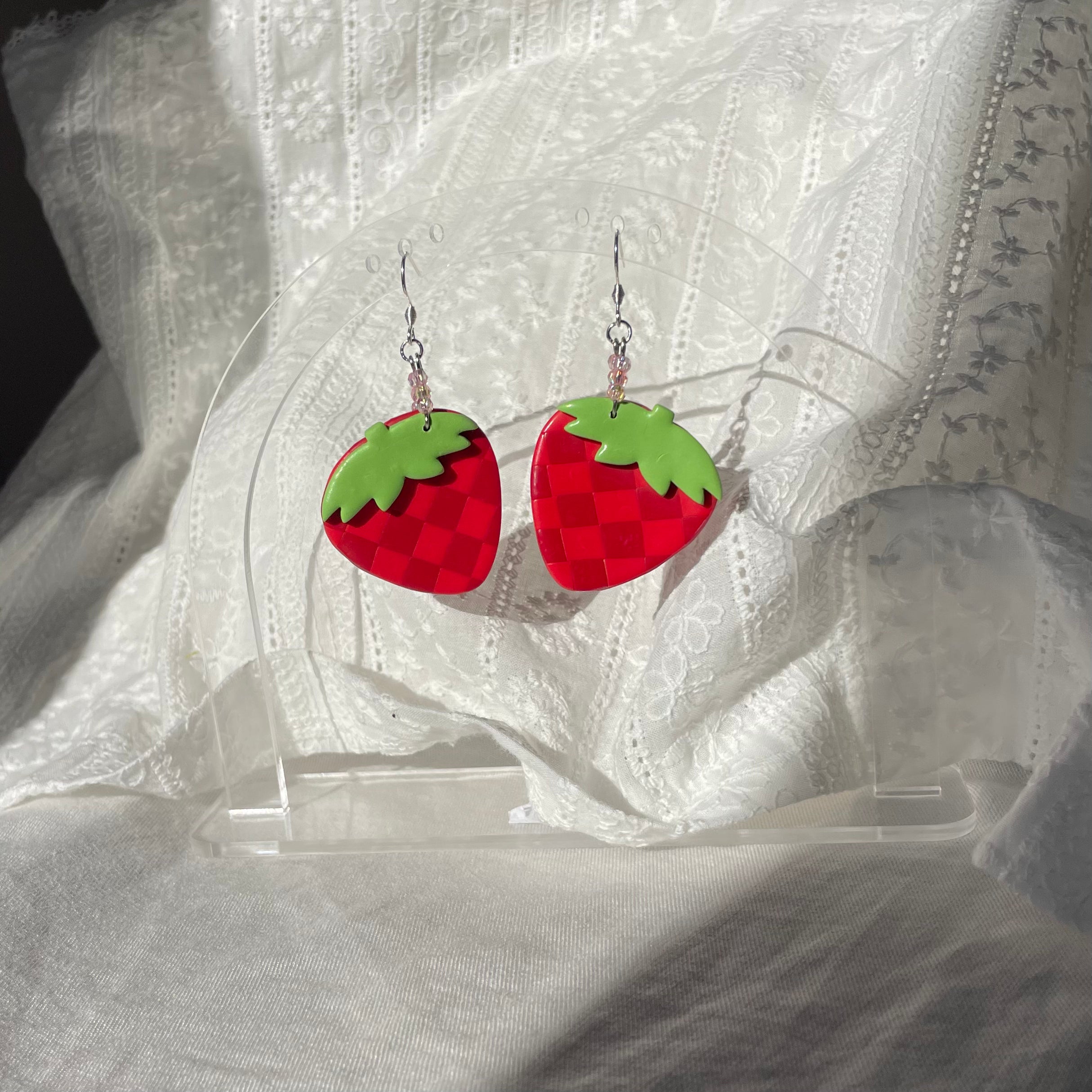 Chunky Strawberry’s in Beaded Dangle